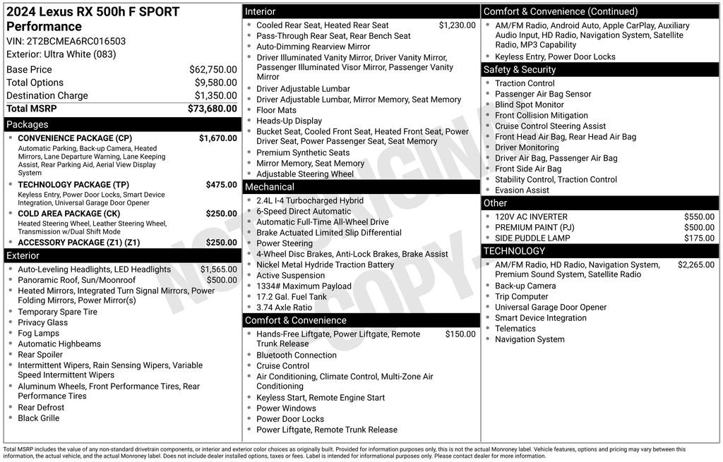 Used 2024 Lexus RX 500h F Sport w/ Convenience Package image 5