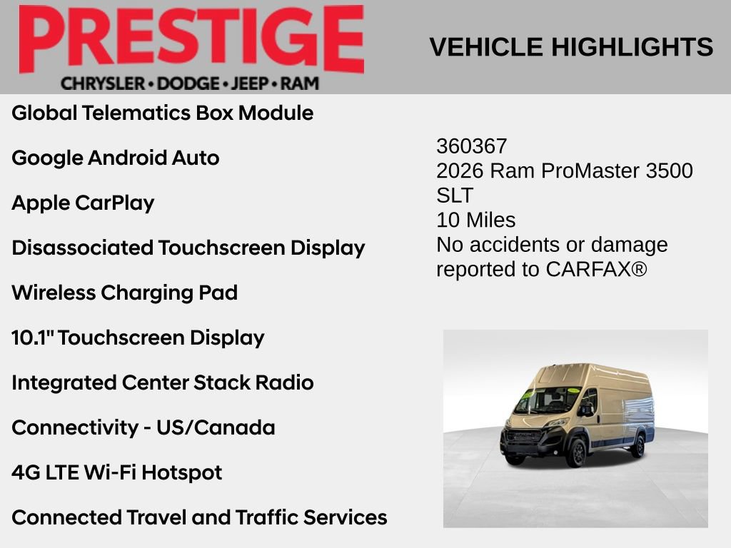 Used 2026 RAM ProMaster 3500 w/ Quick Order Package 22G SLT FWD image 10