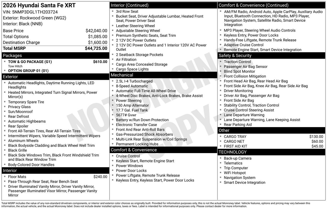 New 2026 Hyundai Santa Fe XRT w/ Tow & Go Package AWD/4WD image 7