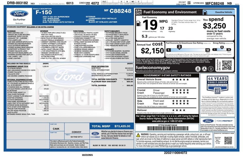 Used 2021 Ford F150 Platinum w/ Equipment Group 701A High image 37