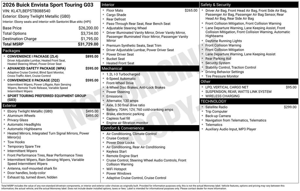 New 2026 Buick Envista Sport Touring w/ Convenience I Package image 4
