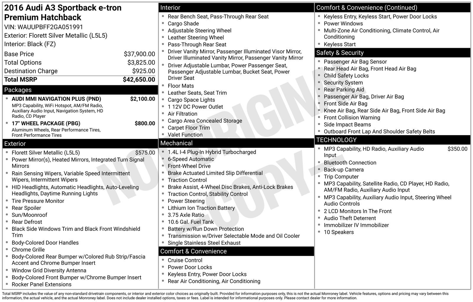 Used 2016 Audi A3 e-tron Premium w/ Audi MMI Navigation Plus image 43