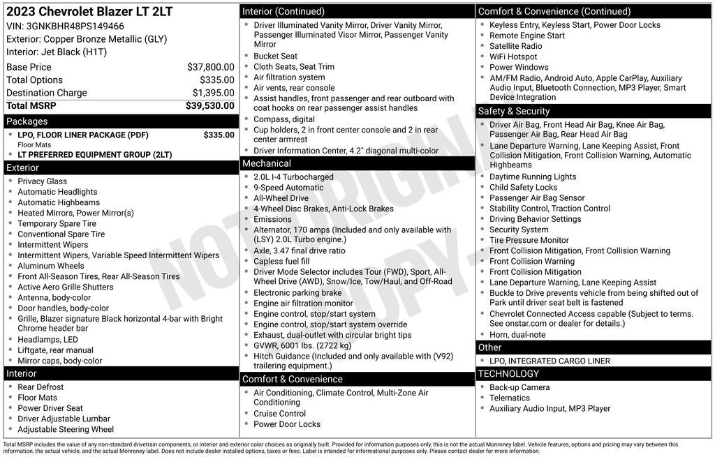 Used 2023 Chevrolet Blazer LT w/ LPO, Floor Liner Package image 5