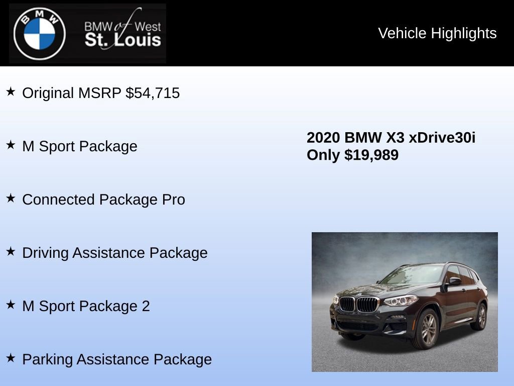 Used 2020 BMW X3 xDrive30i w/ M Sport Package 2 image 8