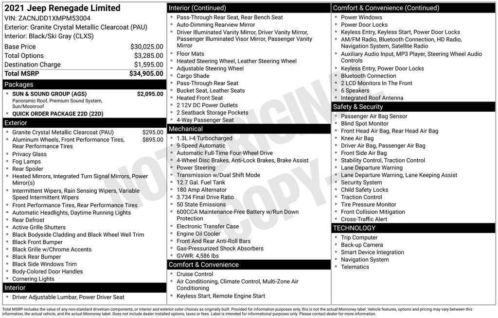 Used 2021 Jeep Renegade Limited w/ Sun & Sound Group image 36