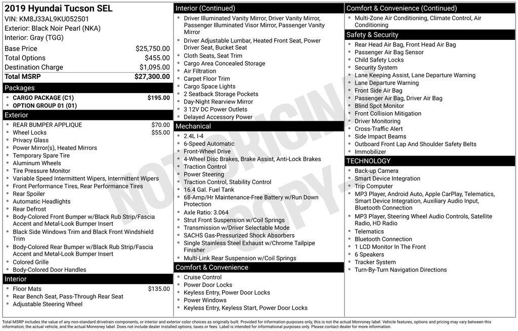 Used 2019 Hyundai Tucson SEL w/ Cargo Package FWD image 6