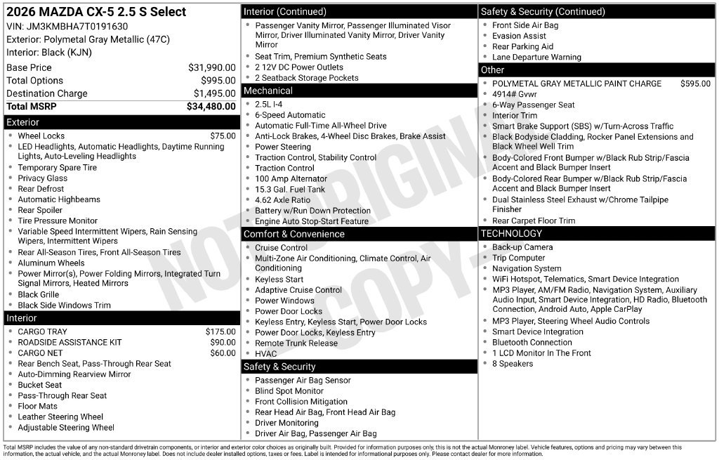 New 2026 MAZDA CX-5 Select AWD/4WD image 7
