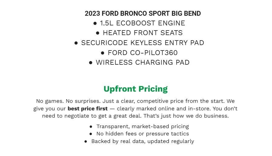 Certified 2023 Ford Bronco Sport Big Bend w/ Convenience Package AWD/4WD image 2
