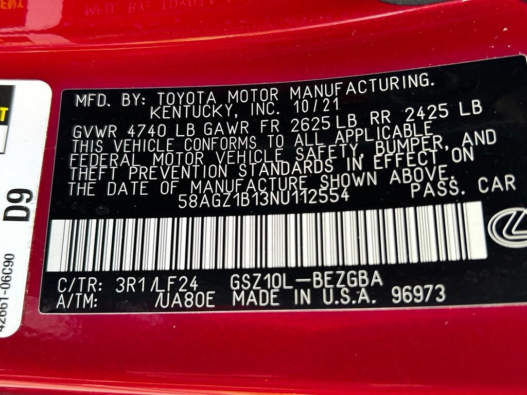 Used 2022 Lexus ES 350 F Sport w/ Accessory Package 2 FWD image 47