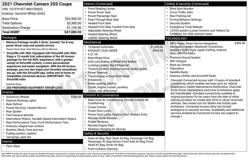 Used 2021 Chevrolet Camaro SS RWD image 27