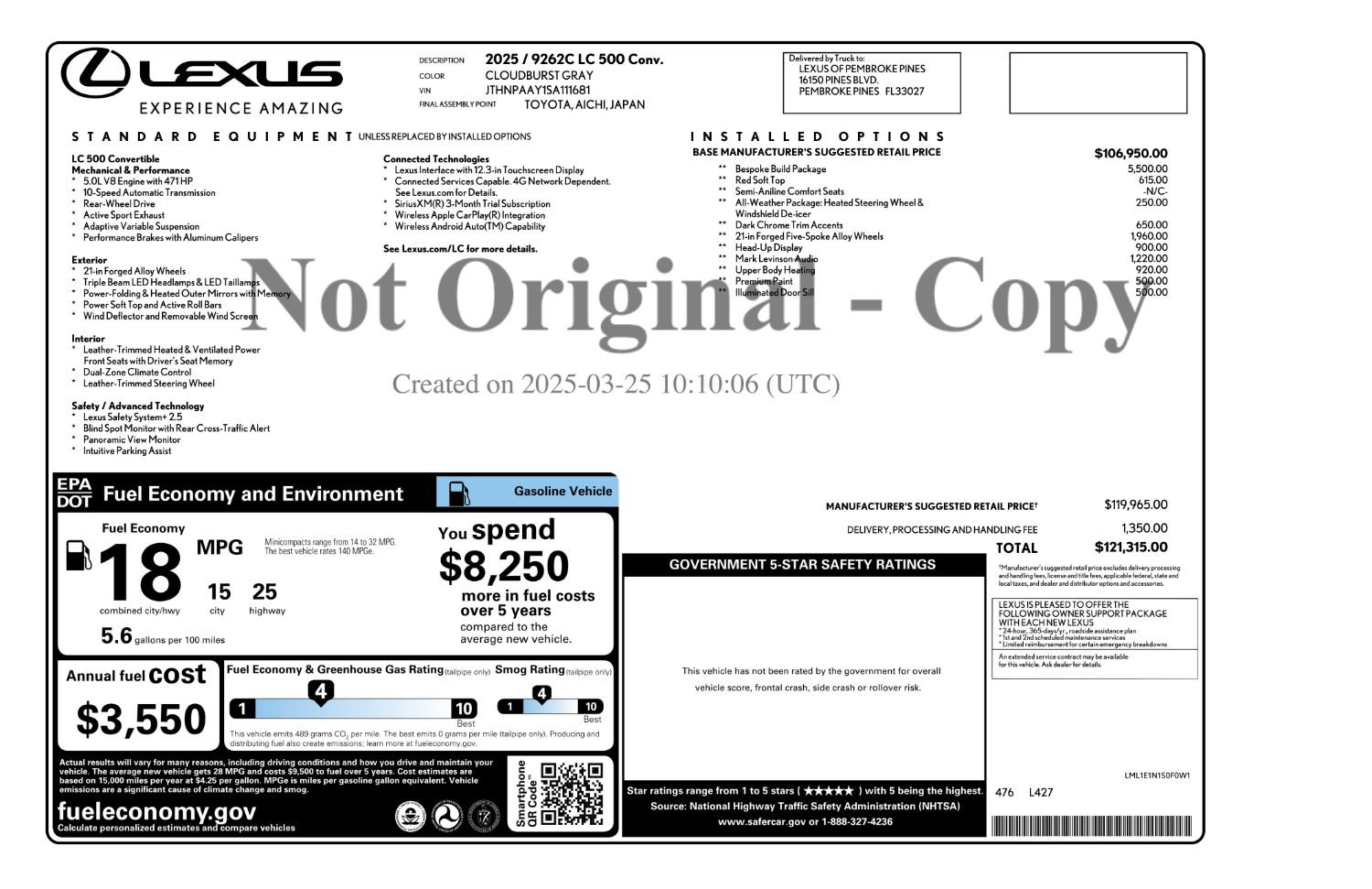 Used 2025 Lexus LC 500 Convertible w/ Bespoke Build Package RWD image 4