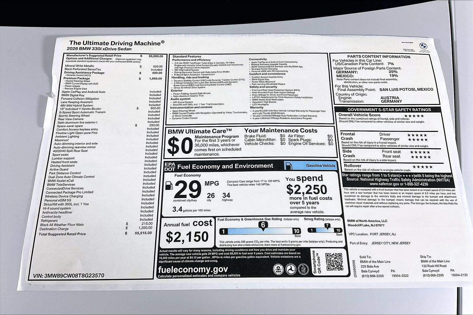 New 2026 BMW 330i xDrive Sedan w/ Premium Package AWD/4WD image 16