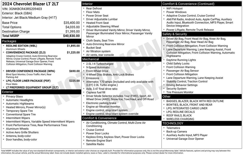 Certified 2024 Chevrolet Blazer LT w/ Redline Edition image 10