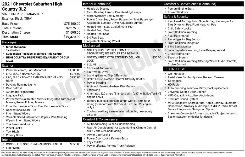 Used 2021 Chevrolet Suburban High Country AWD/4WD image 4