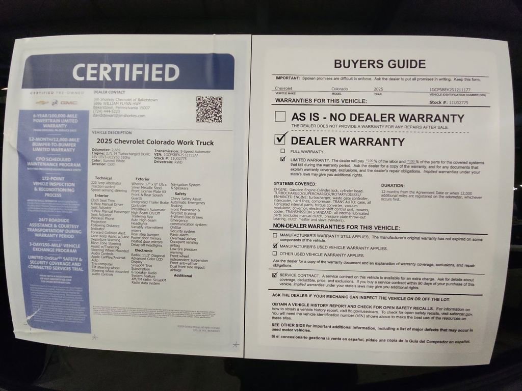 Certified 2025 Chevrolet Colorado W/T w/ Advanced Trailering Package image 35