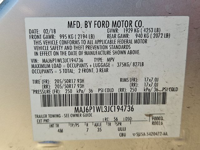 Used 2018 Ford EcoSport Titanium w/ Titanium Cold Weather Package AWD/4WD image 17