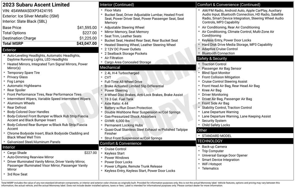 Used 2023 Subaru Ascent Limited image 41