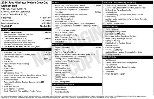 Used 2024 Jeep Gladiator Mojave w/ Safety Group AWD/4WD image 36