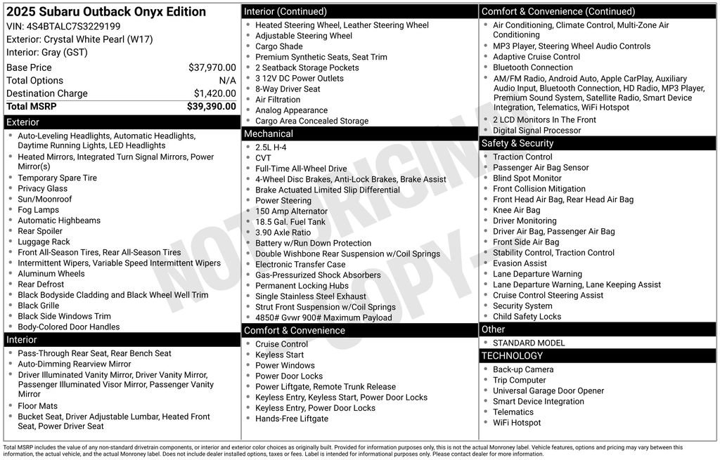 Certified 2025 Subaru Outback Onyx Edition image 26