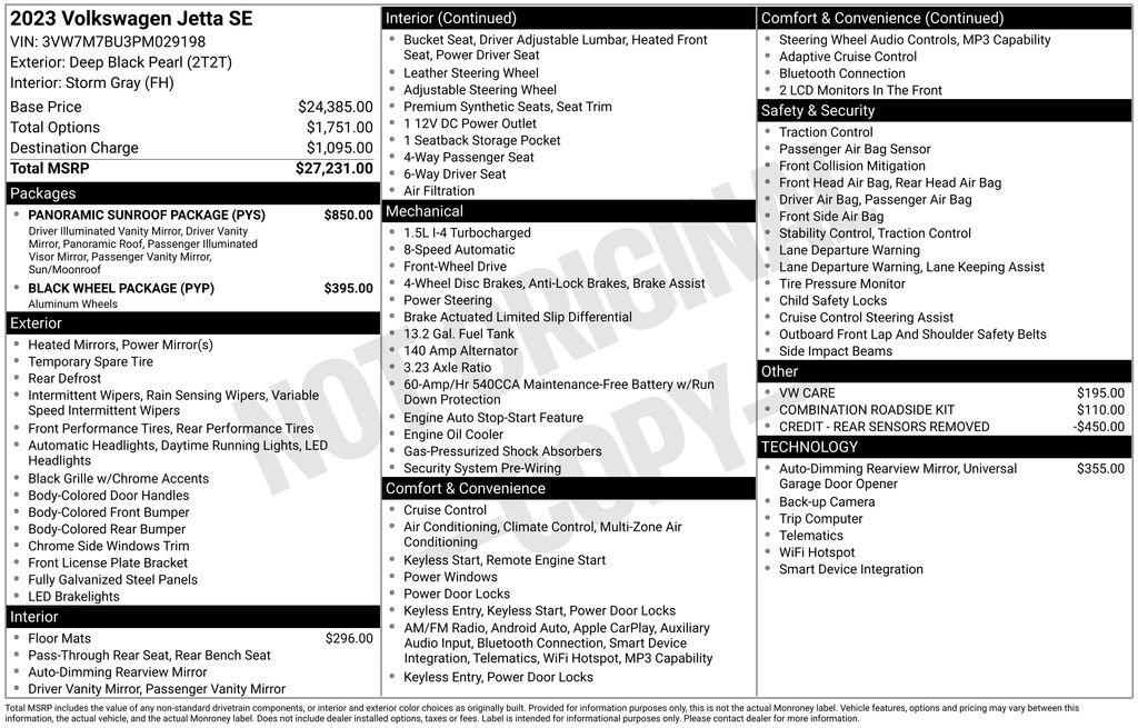 Used 2023 Volkswagen Jetta SE w/ Panoramic Sunroof Package FWD image 2