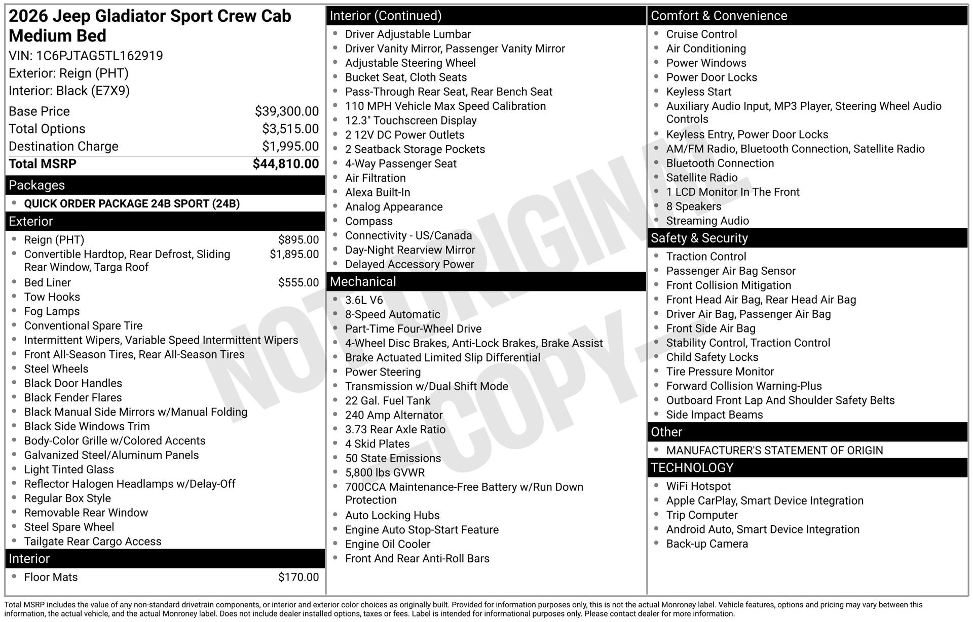 Used 2026 Jeep Gladiator Sport AWD/4WD image 28