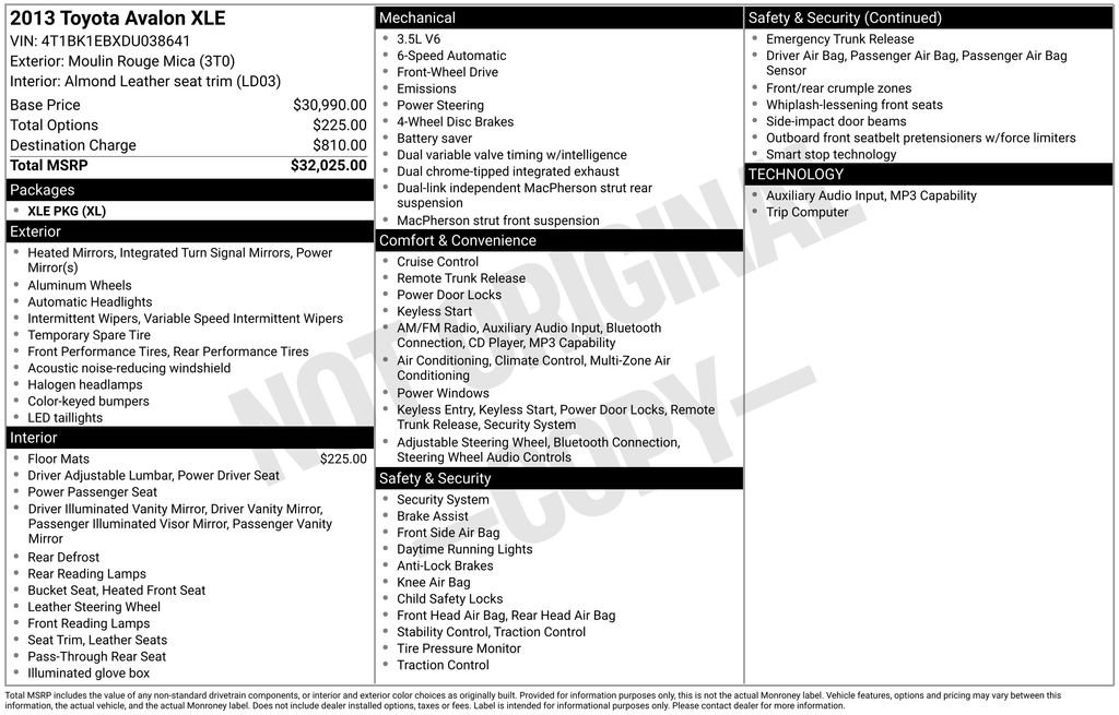 Used 2013 Toyota Avalon XLE FWD image 30