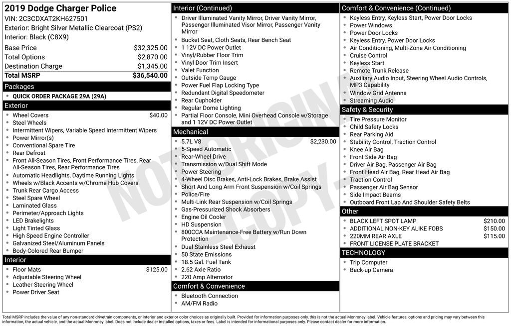 Used 2019 Dodge Charger Police RWD image 15
