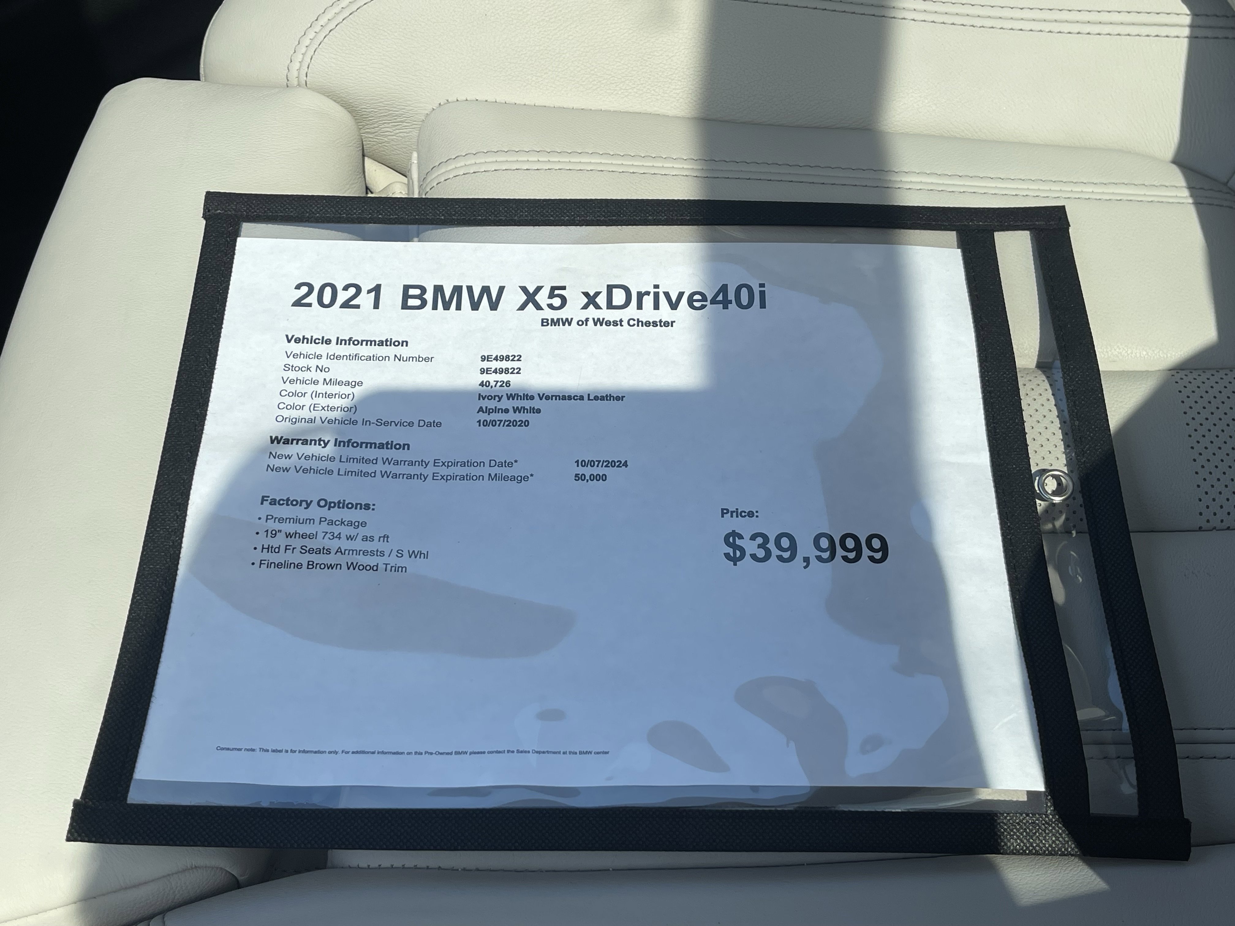 Used 2021 BMW X5 xDrive40i w/ Premium Package image 18