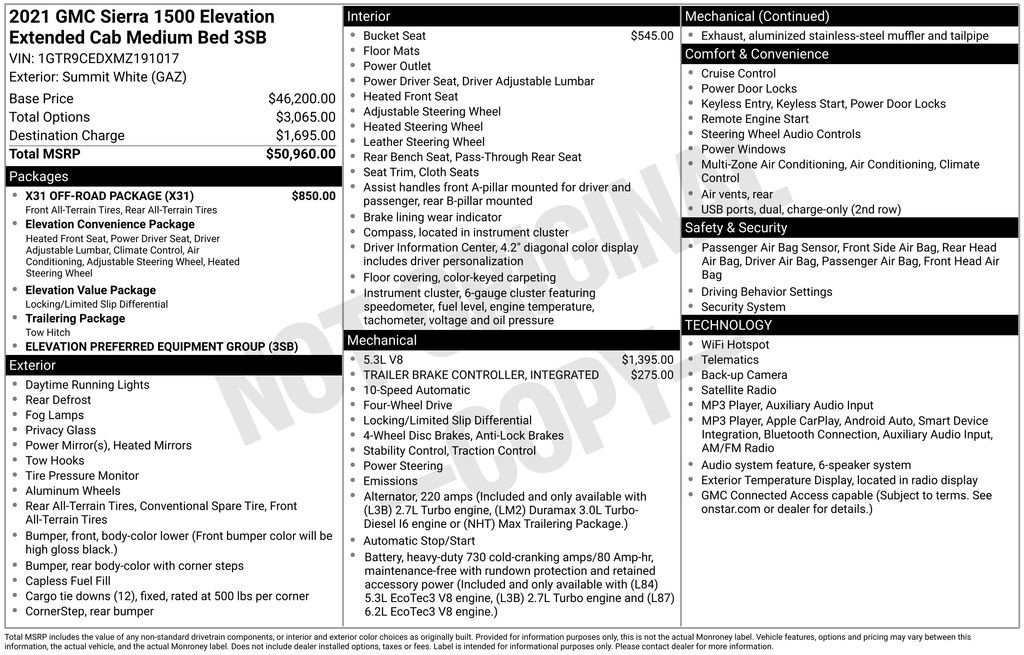 Used 2021 GMC Sierra 1500 Elevation w/ X31 Off-Road Package AWD/4WD image 33