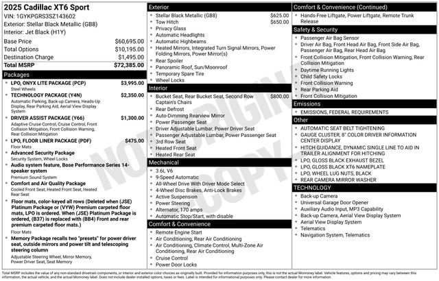Used 2025 Cadillac XT6 Sport w/ LPO, Onyx Lite Package image 7