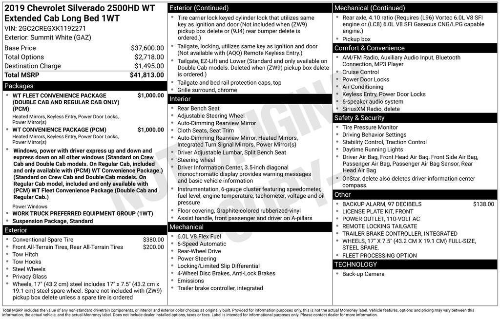 Used 2019 Chevrolet Silverado 2500 W/T w/ WT Convenience Package image 11