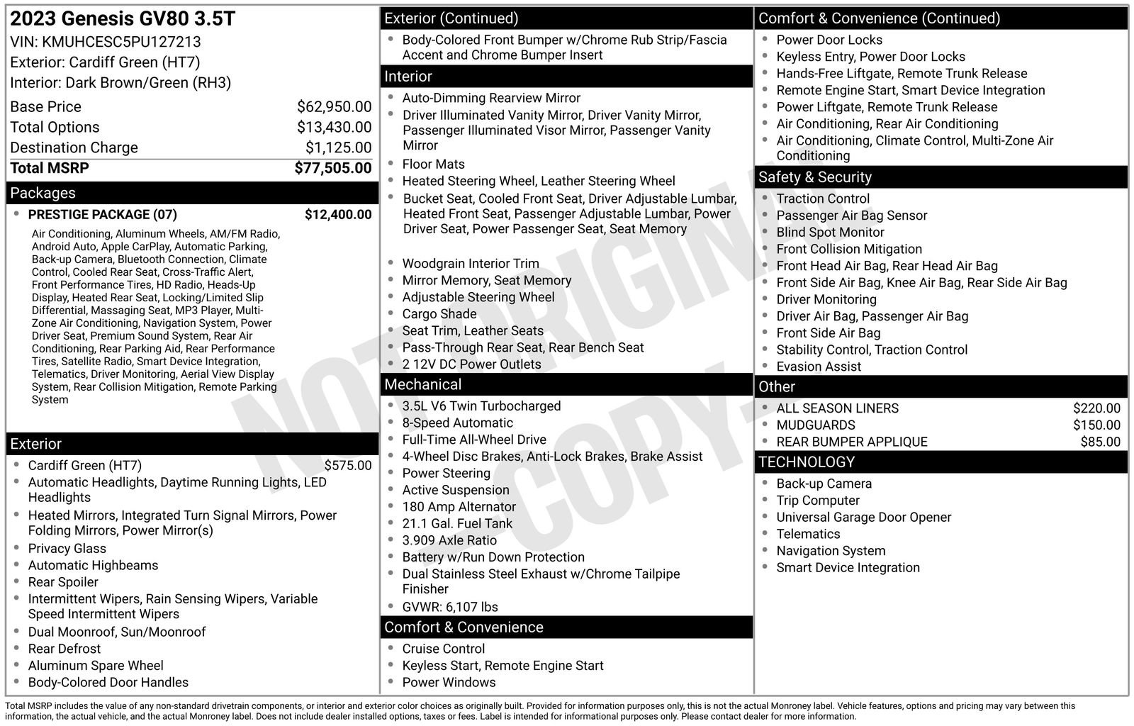 Used 2023 Genesis GV80 3.5T Prestige w/ Prestige Package image 34