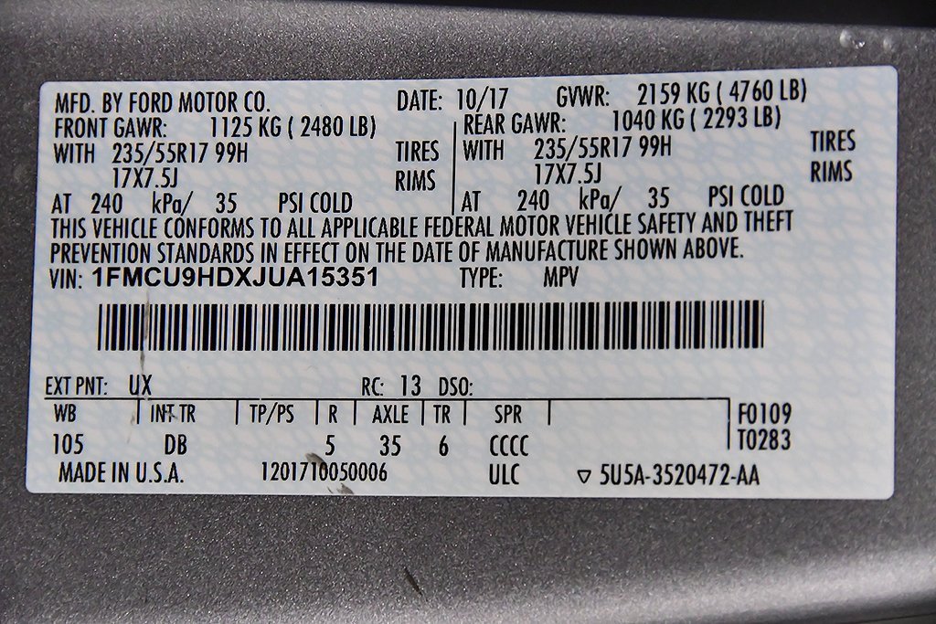 Used 2018 Ford Escape SEL w/ Ford Safe & Smart Package image 15