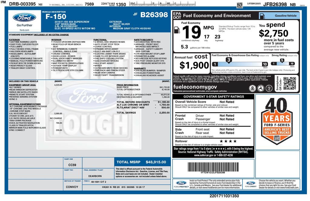 Used 2018 Ford F150 XLT w/ Equipment Group 302A Luxury AWD/4WD image 34