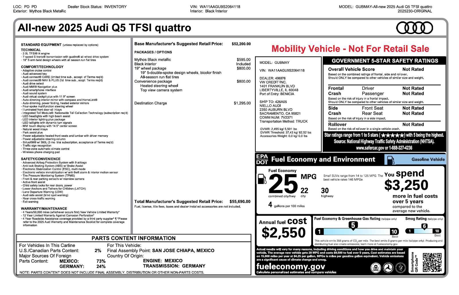 Certified 2025 Audi Q5 Premium w/ Convenience Package AWD/4WD image 3