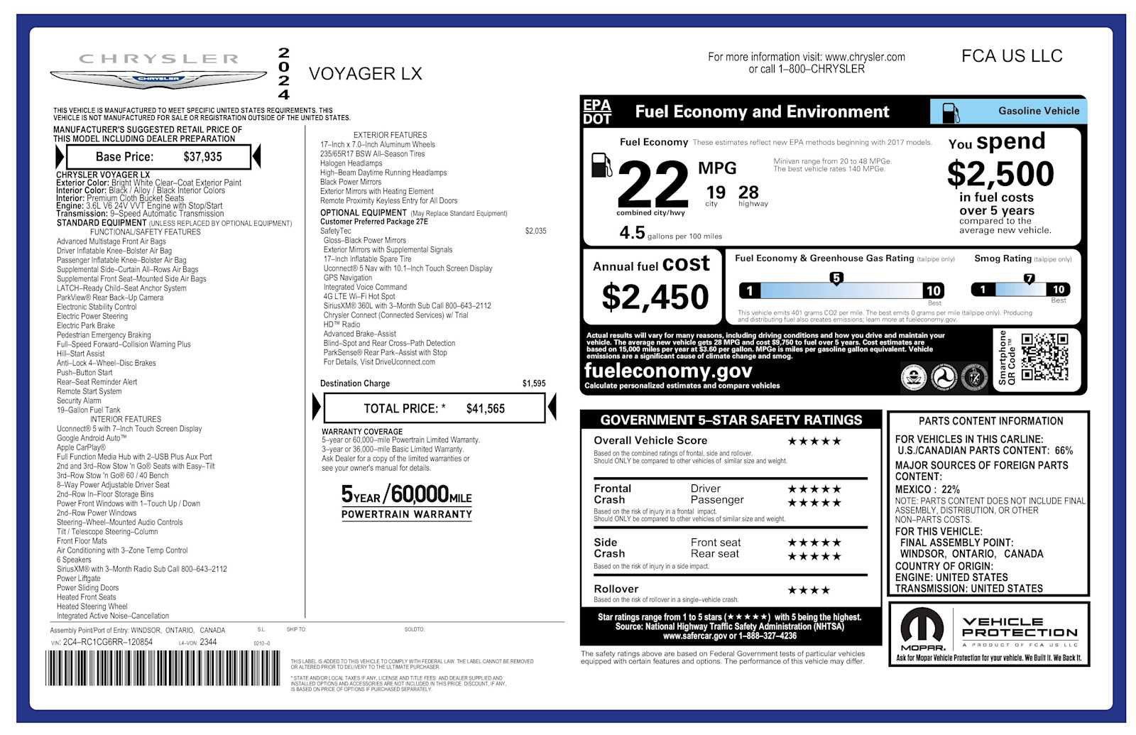 Used 2024 Chrysler Voyager LX image 38