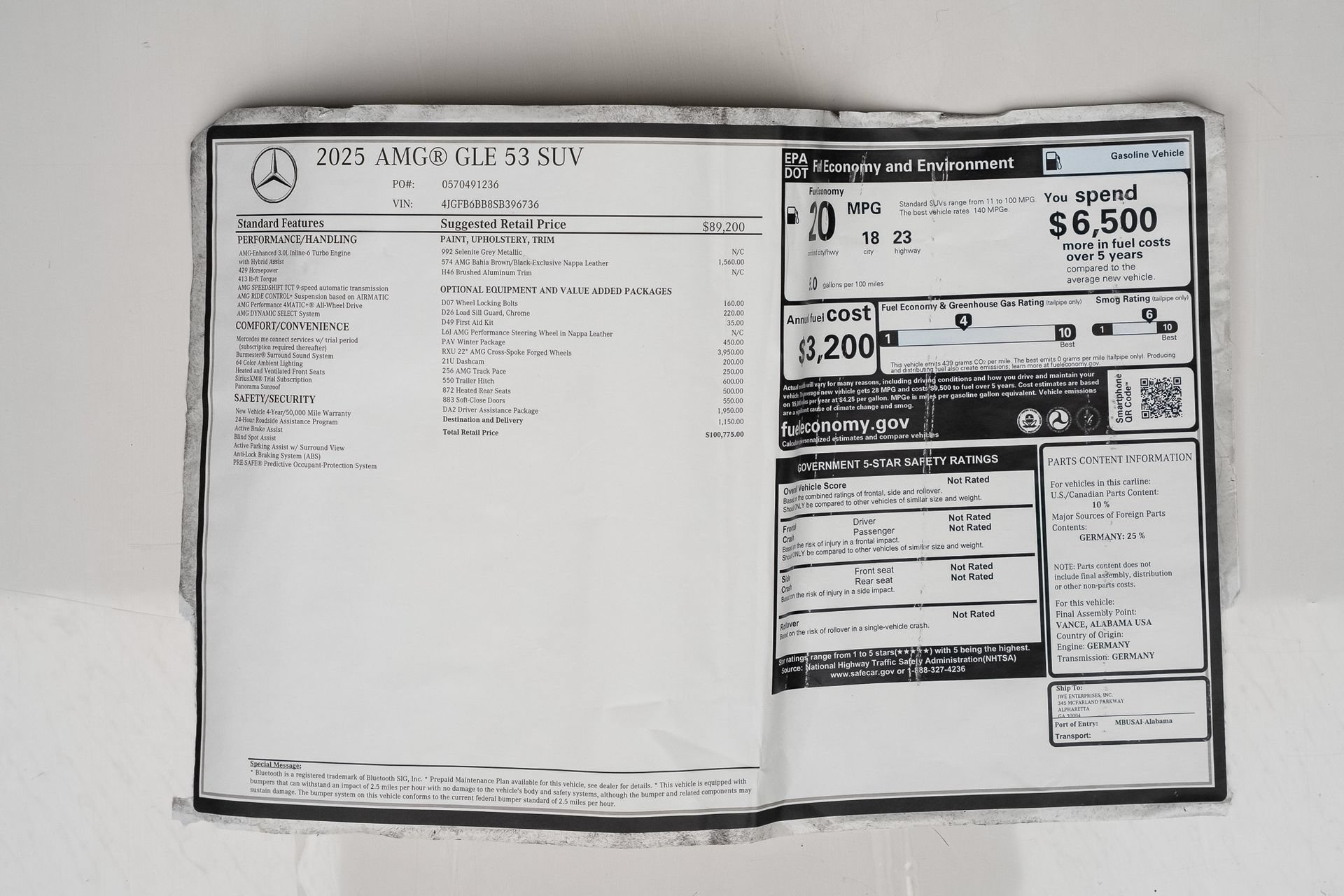 Used 2025 Mercedes-Benz GLE 53 AMG 4MATIC w/ Driver Assistance Package image 87