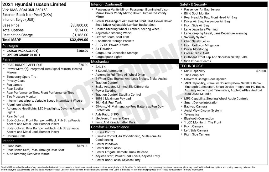 Certified 2021 Hyundai Tucson Limited w/ Cargo Package AWD/4WD image 30