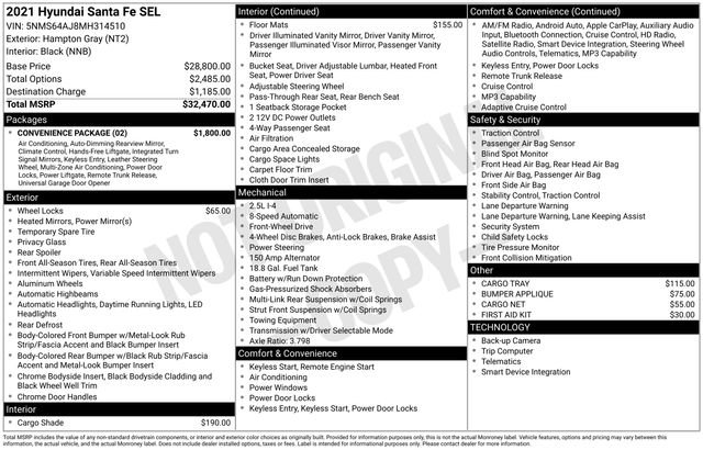 Used 2021 Hyundai Santa Fe SEL w/ Convenience Package FWD image 32
