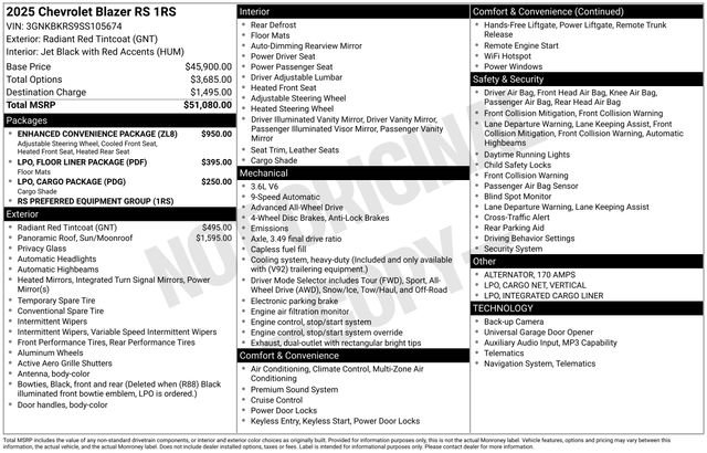 Certified 2025 Chevrolet Blazer RS w/ Enhanced Convenience Package AWD/4WD image 47