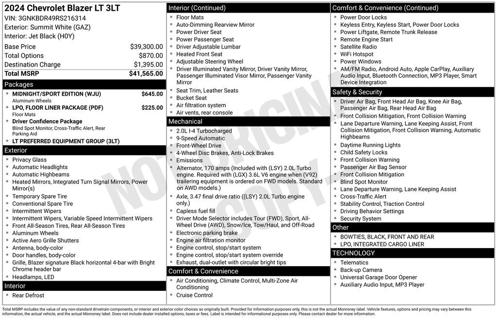 Used 2024 Chevrolet Blazer LT w/ Midnight/Sport Edition image 33