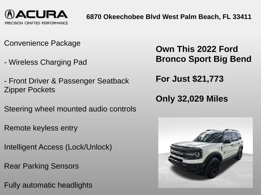 Used 2022 Ford Bronco Sport Big Bend w/ Convenience Package AWD/4WD image 12
