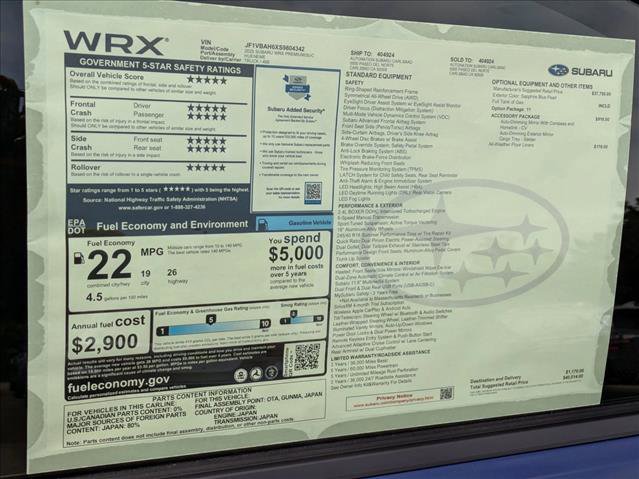 New 2025 Subaru WRX Premium w/ Accessory Package #2 image 19