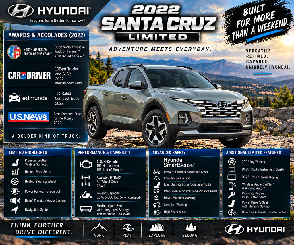 Used 2022 Hyundai Santa Cruz Limited AWD/4WD image 2