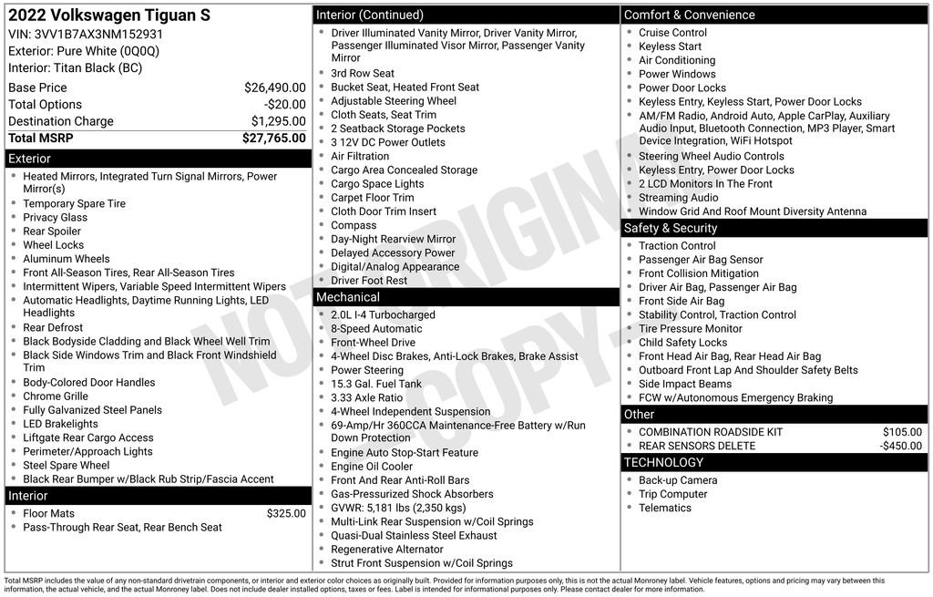 Certified 2022 Volkswagen Tiguan S image 42