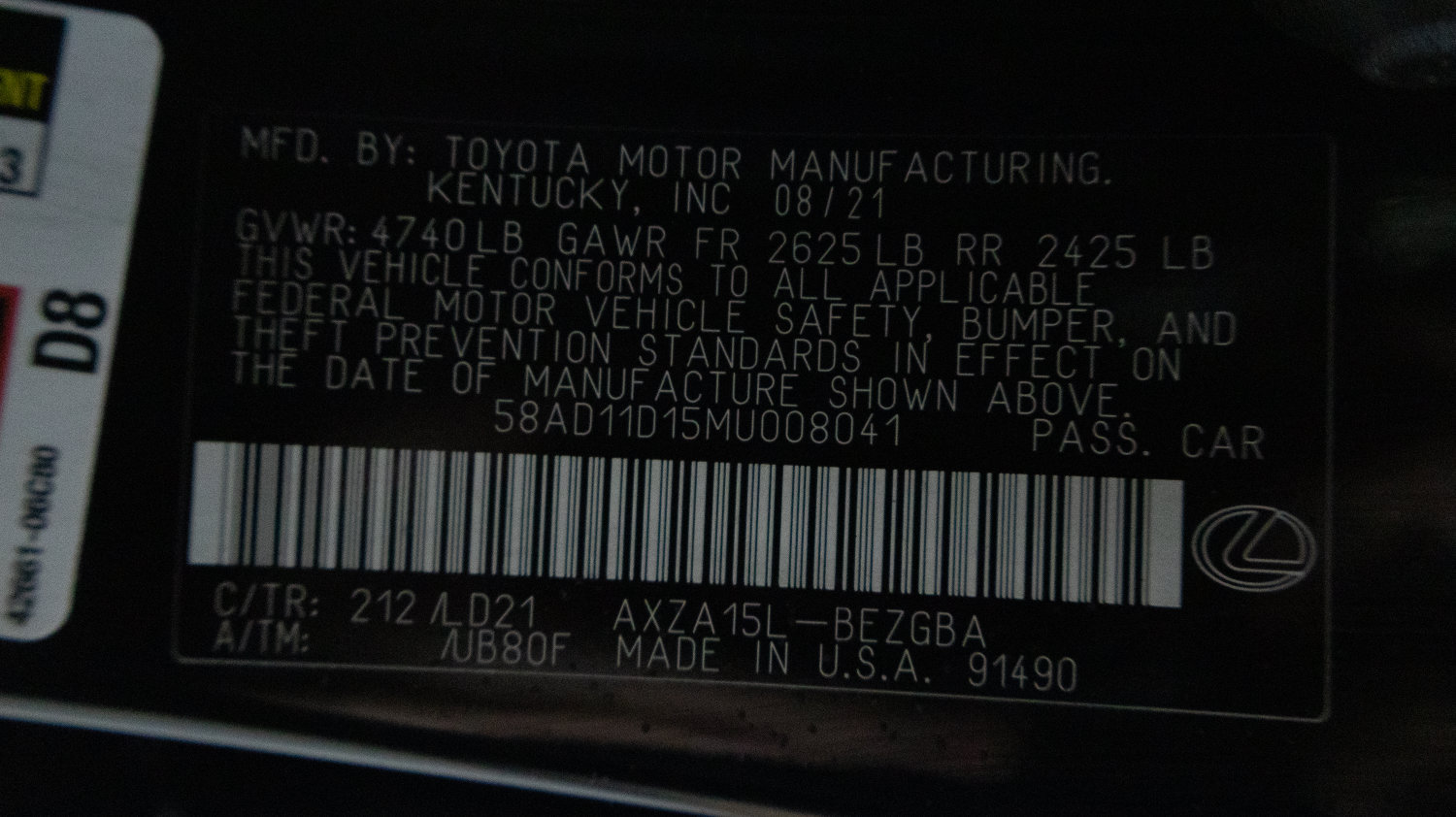 Used 2021 Lexus ES 250 w/ Premium Package AWD/4WD image 24