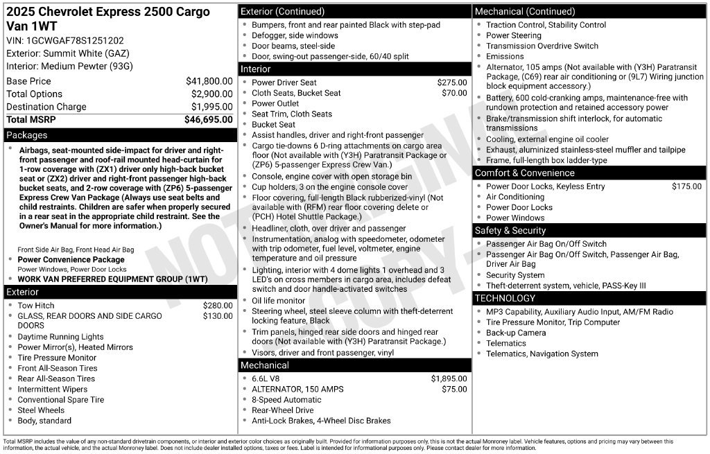 Used 2025 Chevrolet Express 2500 RWD image 34