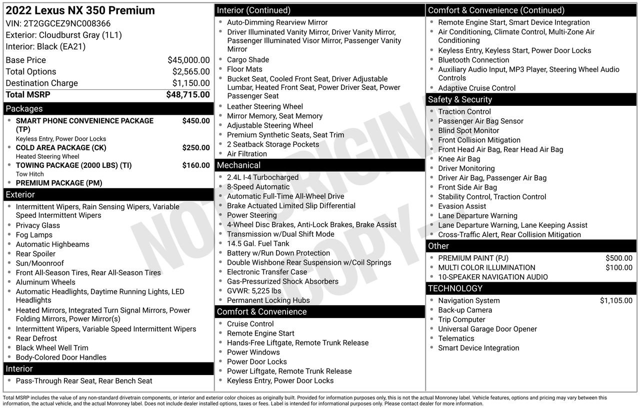 Used 2022 Lexus NX 350 AWD image 47