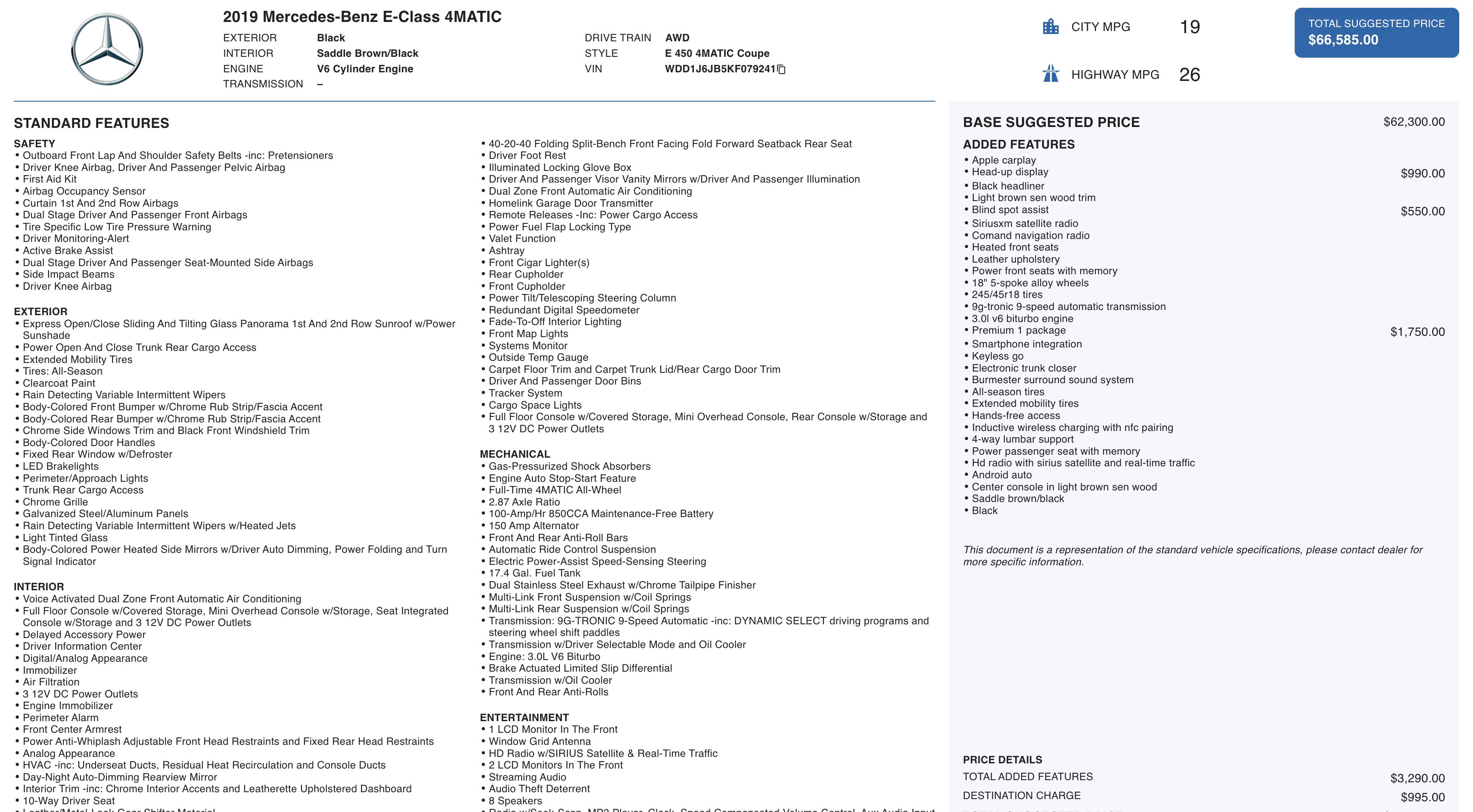 Used 2019 Mercedes-Benz E 450 4MATIC Coupe w/ AMG Line Package image 3