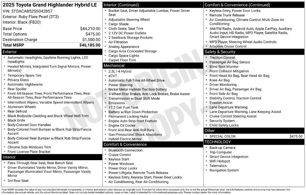 Used 2025 Toyota Grand Highlander AWD Hybrid image 2